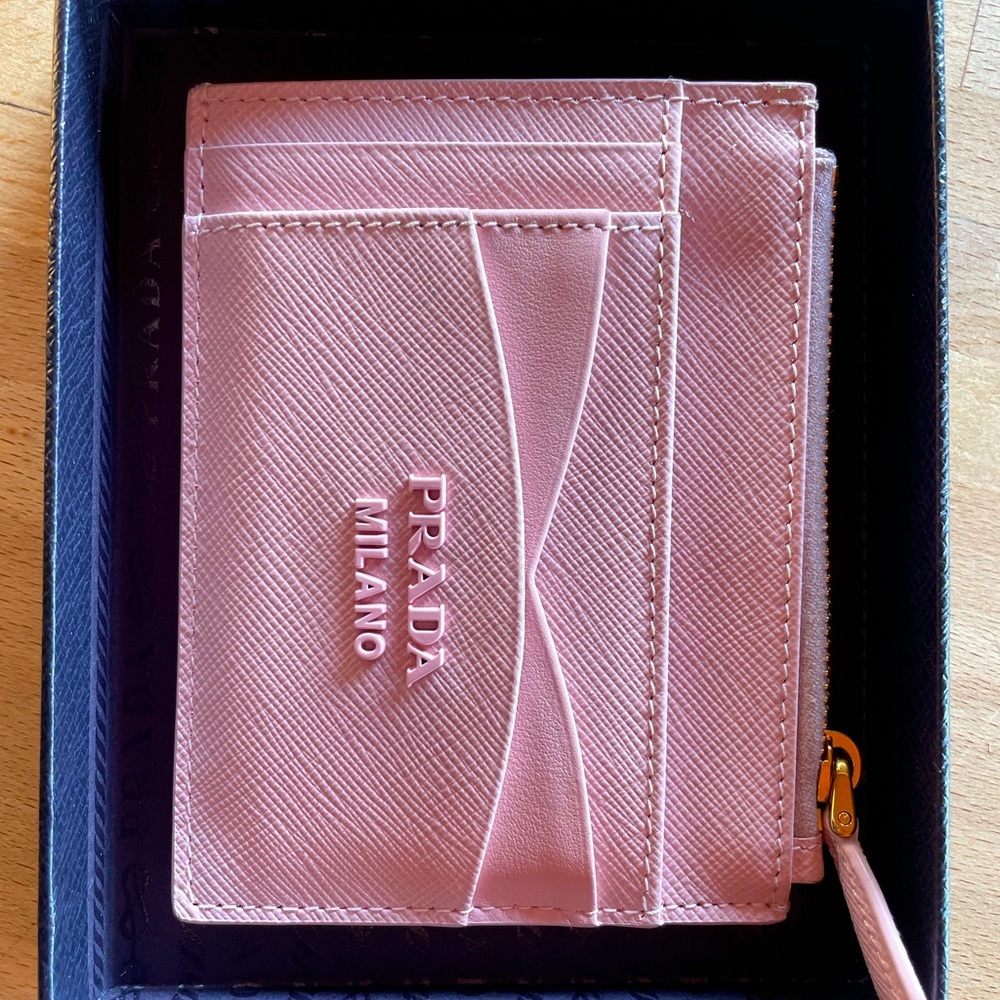 Prada Saffiano Leather Card Holder | Alabaster Pink | purchased Sept 2021